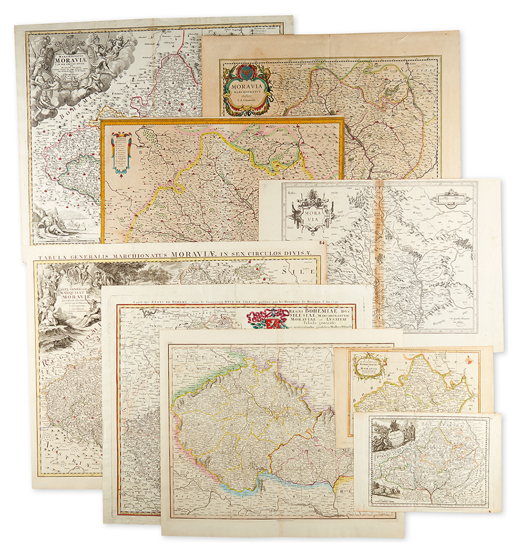 (CZECH REPUBLIC.) Group of 10 engraved maps of Moravia.
